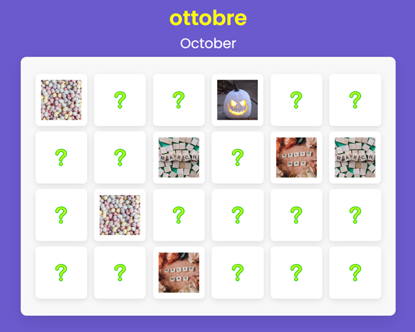 Italian for Beginners – Memory Game – Months of the Year Vocabulary