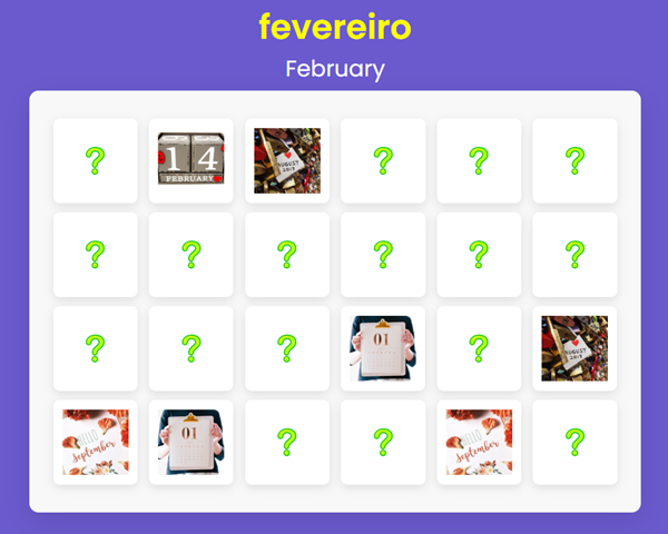 Portuguese for Beginners – Memory Game – Months of the Year Vocabulary